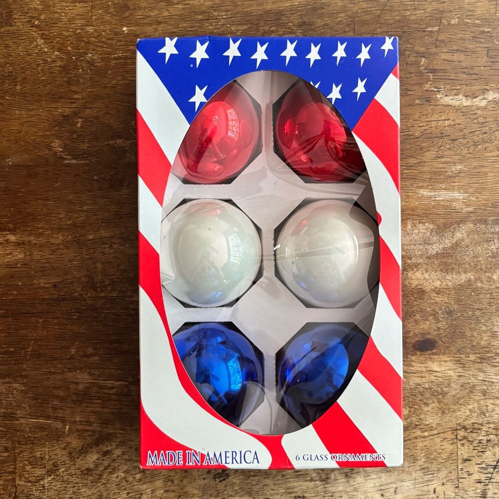 Vintage Rauch Glass Ornaments Red White Blue